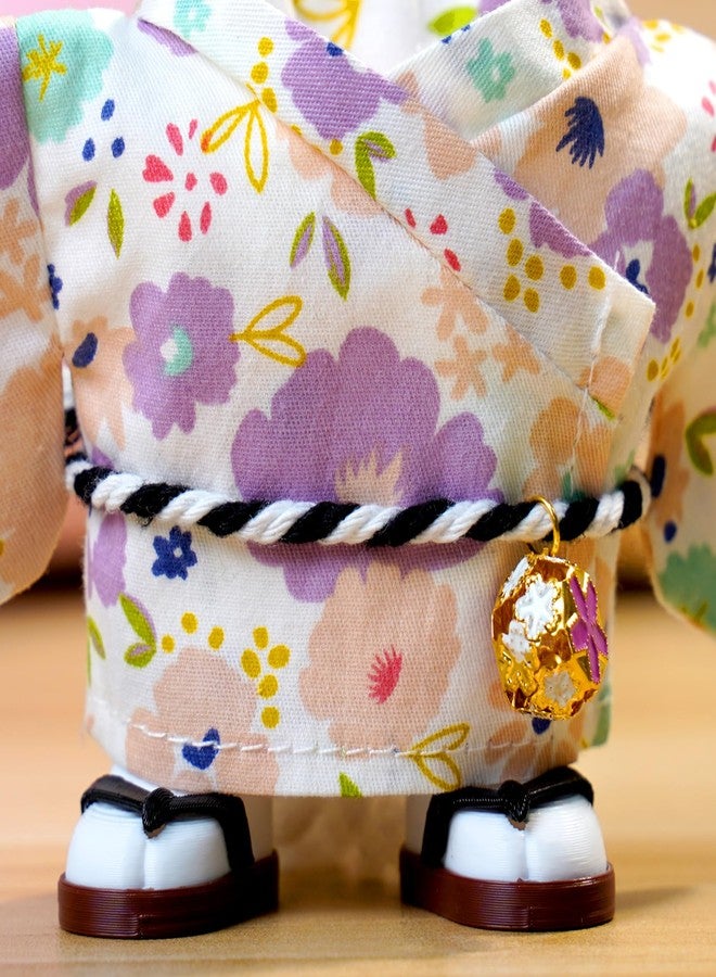 ARTST 17cm Doll Clothes,Outfit Accessories Kimono Set for 6.7inch Dolls Girl, Kawaii Chic Style Flower Hairbow+Purple Clothing+Cute Mask+Shoes(NO Doll) - Image 5